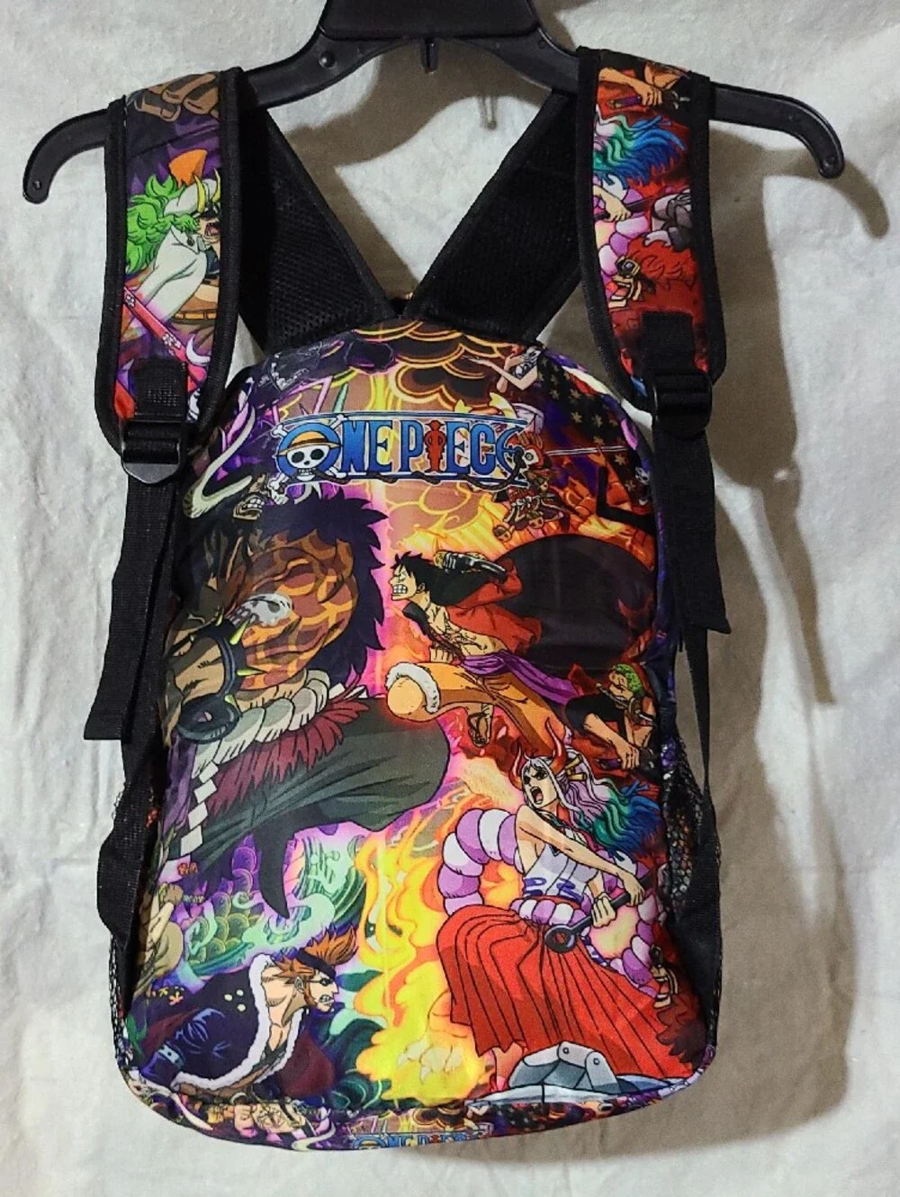 ONE PIECE BLACK ANIME BACKPACK- BOLD MULTICOLOR PRINT- 2 PIECE SET